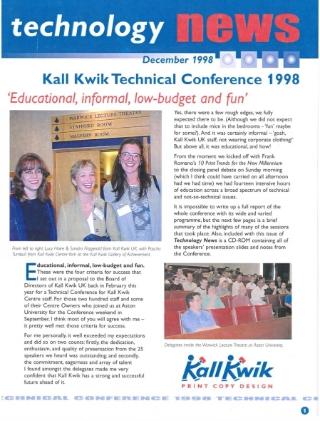 Kall Kwik York was often featured at national conferences (FD Pascha, top photo, right)